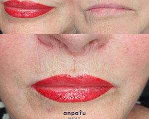 makijaż permanentny ust kontur z wypełnieniem